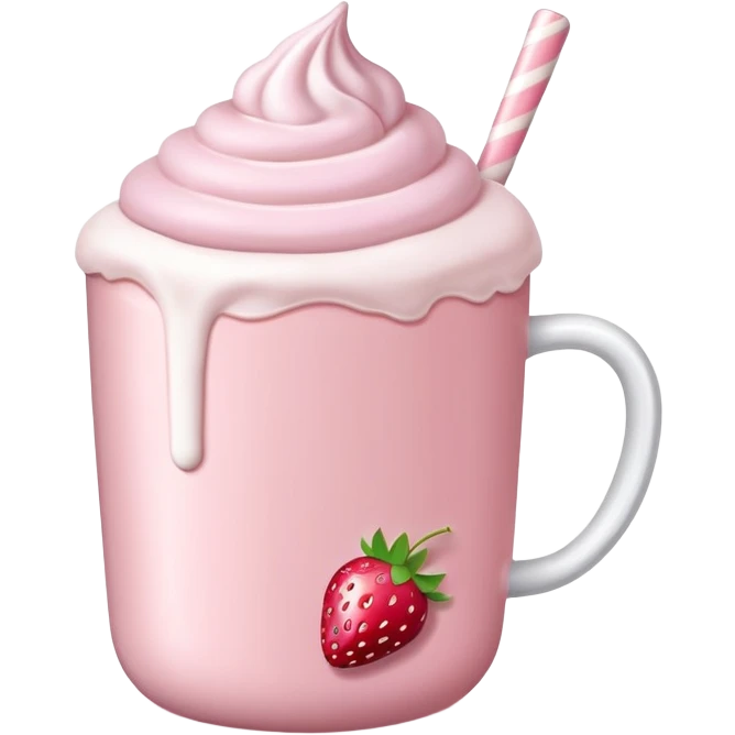 Pastel pink strawberry Hot chocolate  emoji