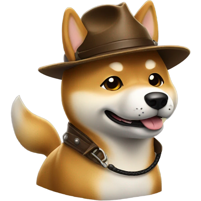 Shiba Inu dressed as Indiana Jones emoji