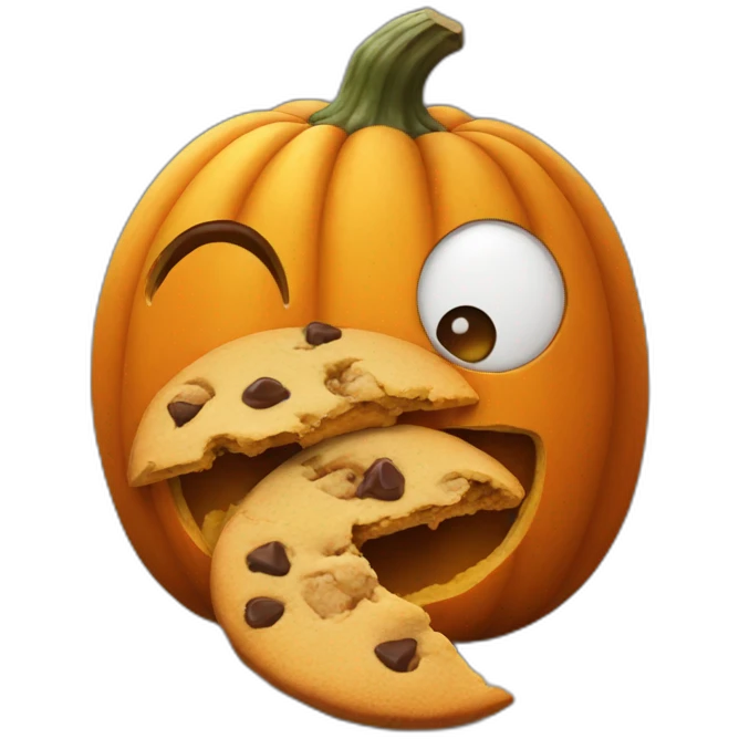 pumpkin eats cookie emoji