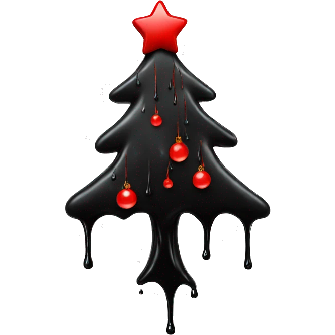 Black dripping Christmas tree with red dripping emoji