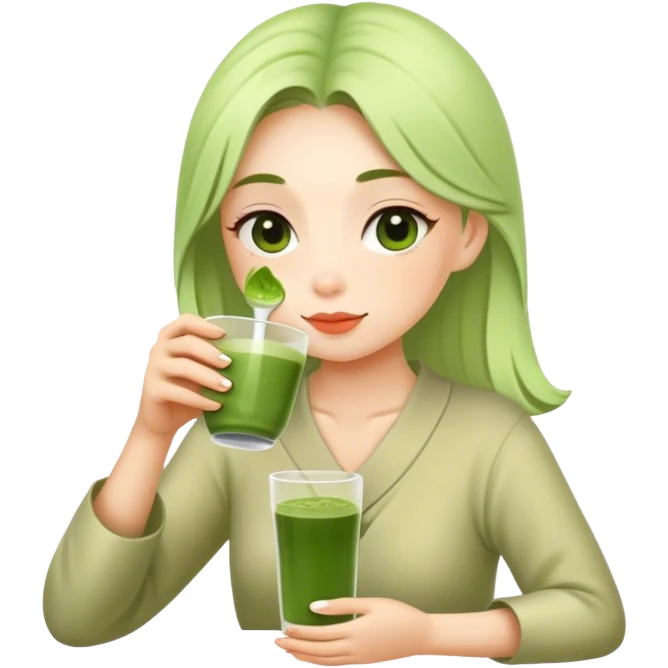 phoebe drinking matcha emoji