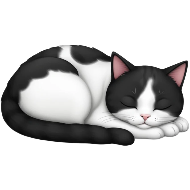 Black and white Devon cat sleeping emoji