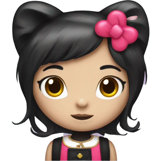 Hello kitty but with black long hair  emoji