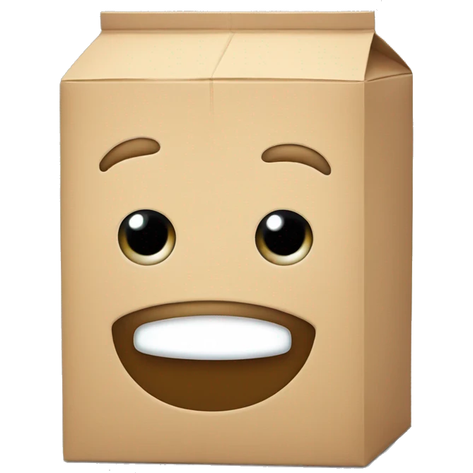 Milkbox with eyes and mouth and hands emoji