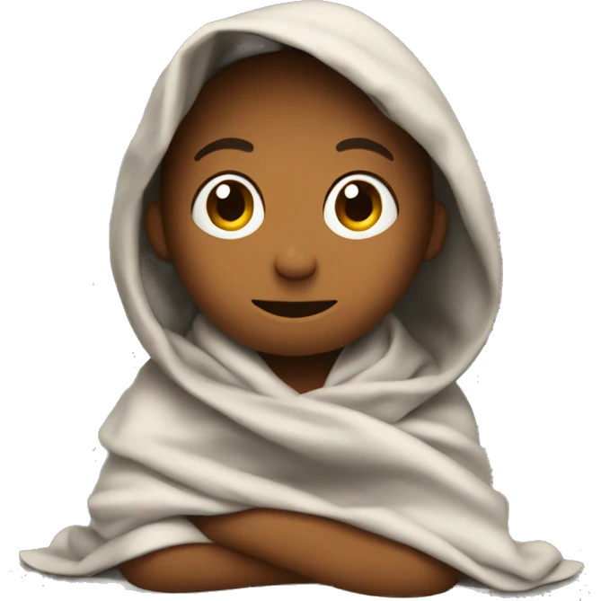 student sitting at desk with a blanket wrapped  emoji