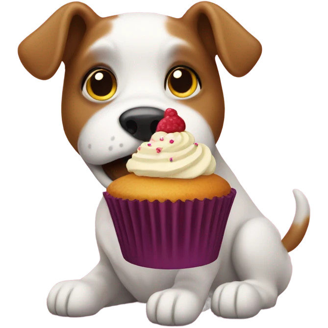 dog eating cupcake emoji