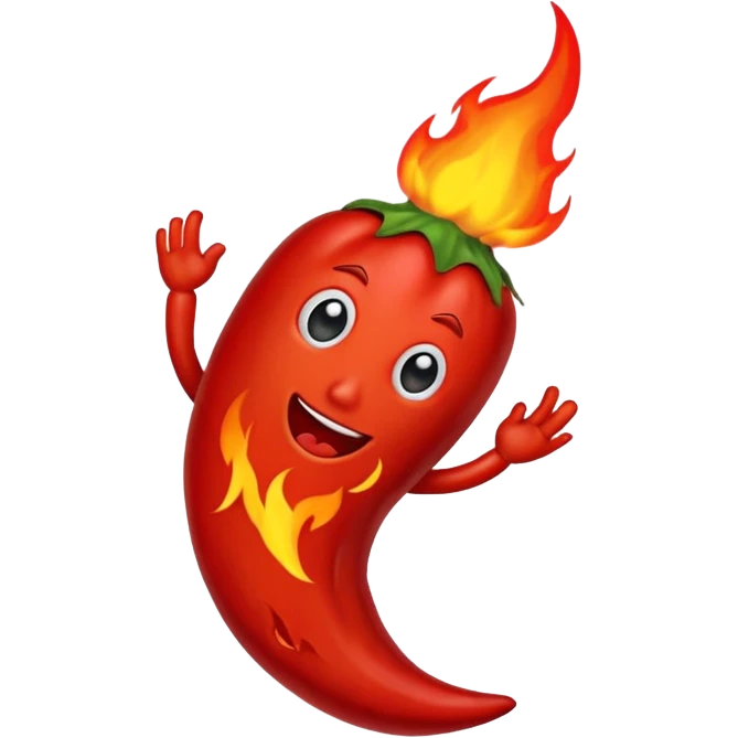 red hot chili pepper with fire emoji