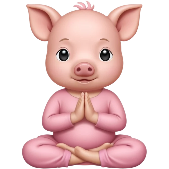 a cute baby pig meditating emoji