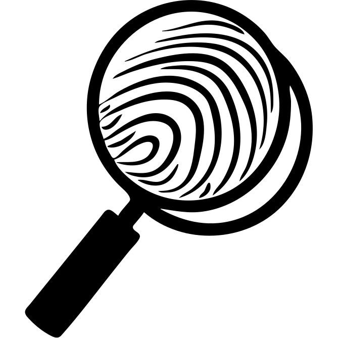 magnifying glass with fingerprint pattern emoji