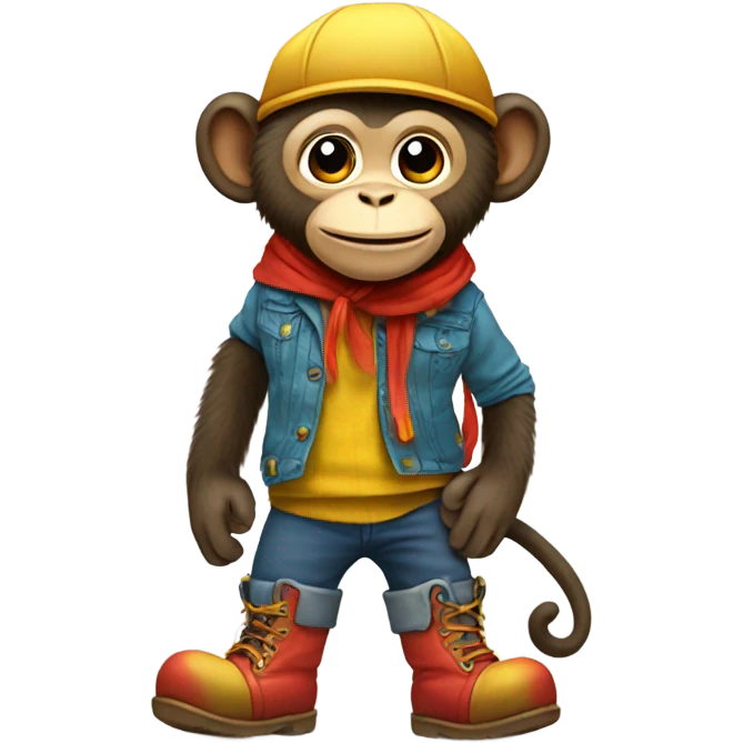 Monkey wearing boots emoji