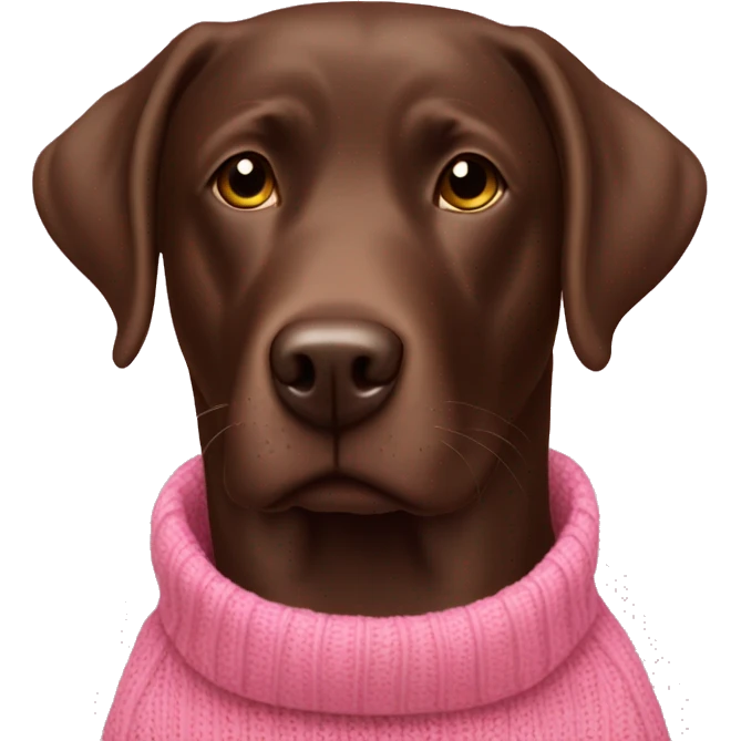 Chocolate lab with pink sweater emoji