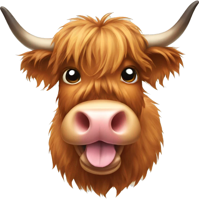 scottish highland cow showing tongue emoji