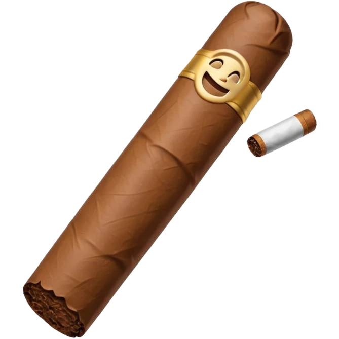 Emoji-style cigar icon, dark brown wrapper, subtle smoke, minimalistic, clean silhouette emoji