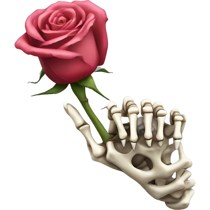 two finger up hand skeleton with a rose emoji