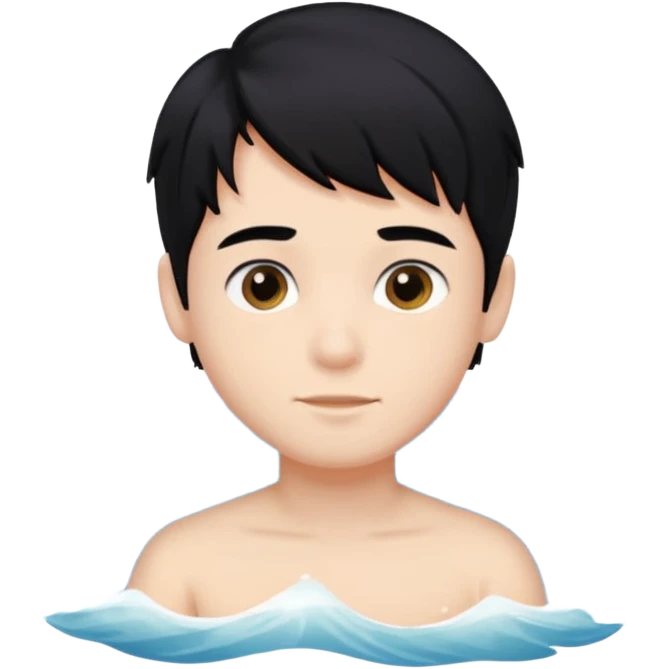 검은 머리의 소년, 바다를 좋아하고, 공기처럼 맑고, 완벽을 추구하는 emoji