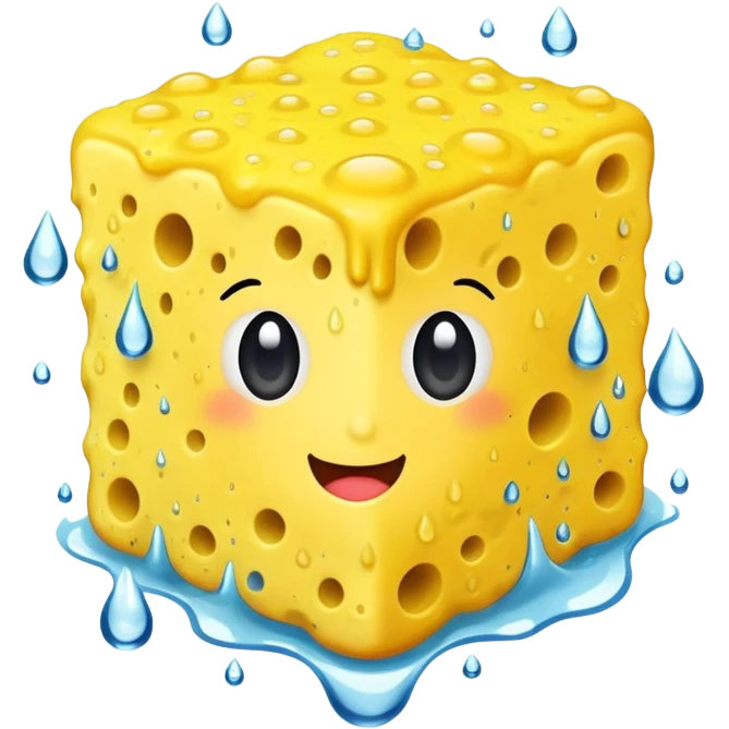 yellow squeezed sponge with water dripping out emoji