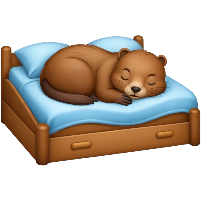 Beaver sleeping in bed emoji