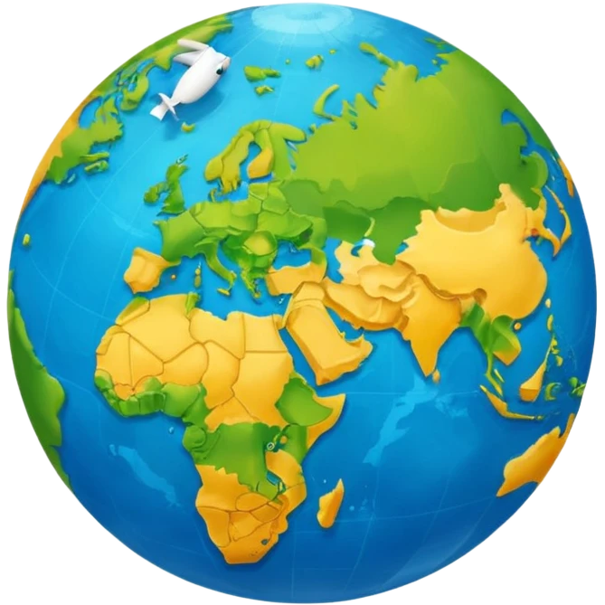 Globe Showing Europe-Africa with plane flying around it, google emoji style emoji