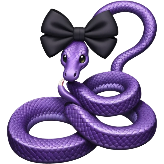 Purple snake wearing a black bow emoji