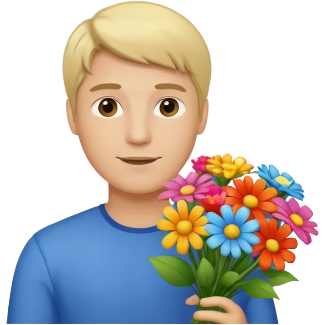 blonde man flower-holding person bouqet emoji