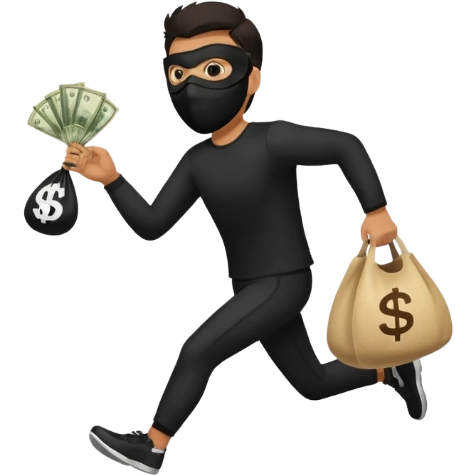 Thief running away with money bag  emoji