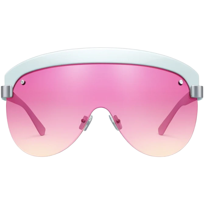 retro Y2K shield visor sunglasses with pink gradient lens, frameless emoji