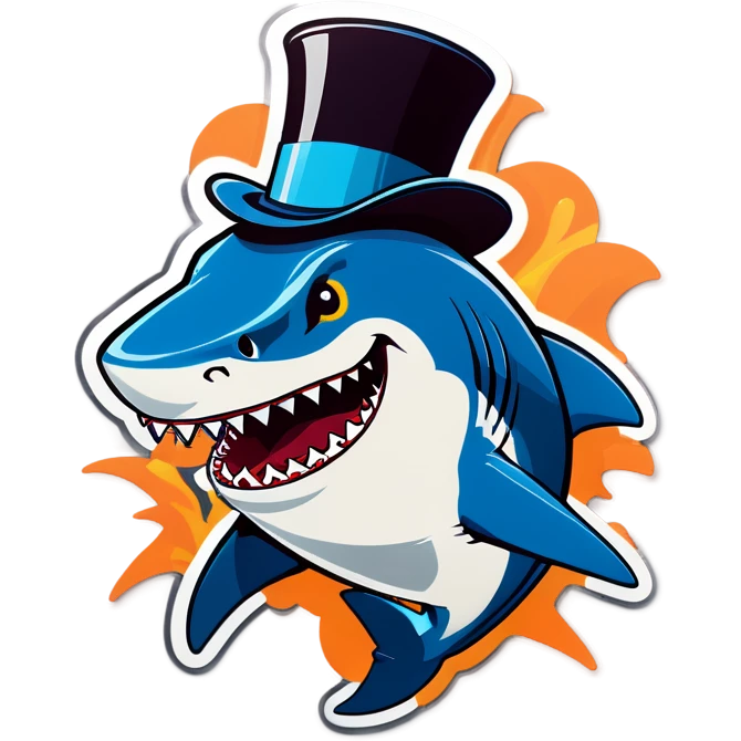 Shark with a top hat emoji