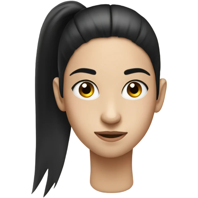 An emoji from side profile with a black pony tail and a eye and a black circle in the middle of the face  emoji