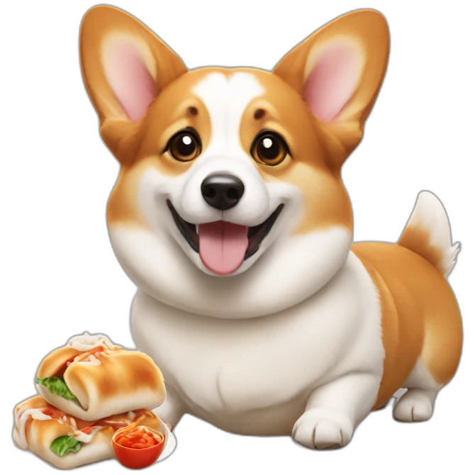 Corgi eating momos emoji