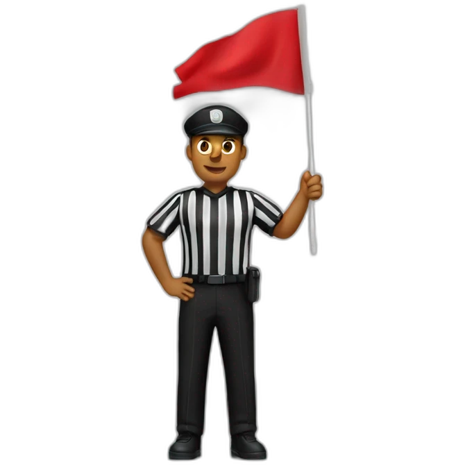 referee holds small red flag no pole emoji