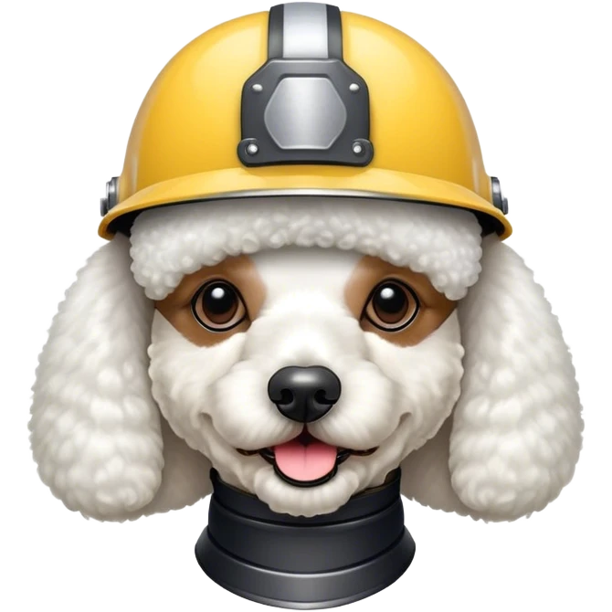 Poodle with a helmet emoji