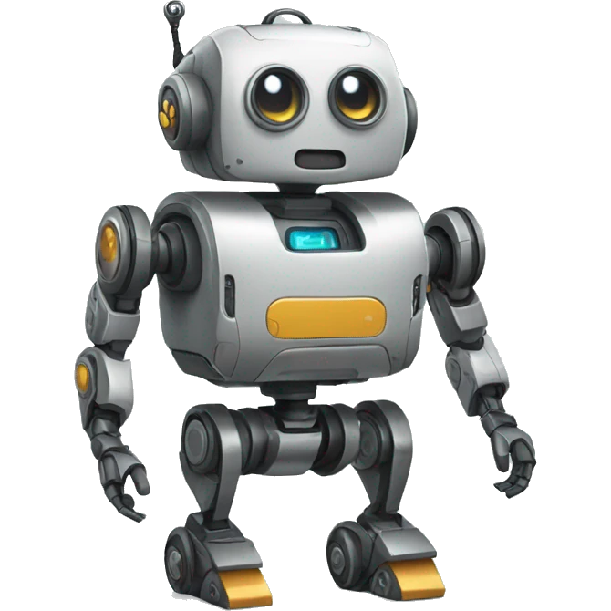 a robot with wheels for legs and a backpack on his back.  emoji