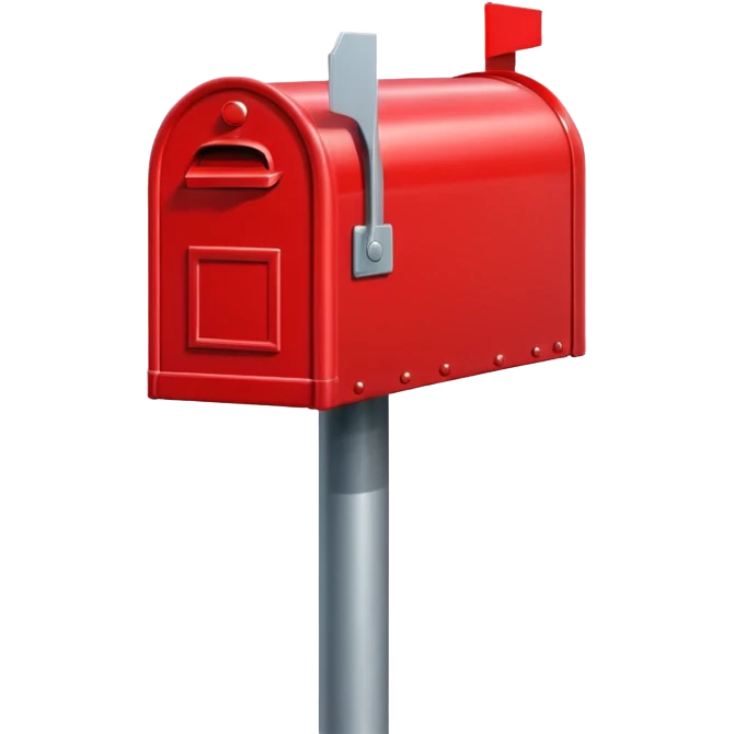 red mailbox, glossy finish, bright saturated red, smooth curves, minimal details, clean and shiny

 emoji