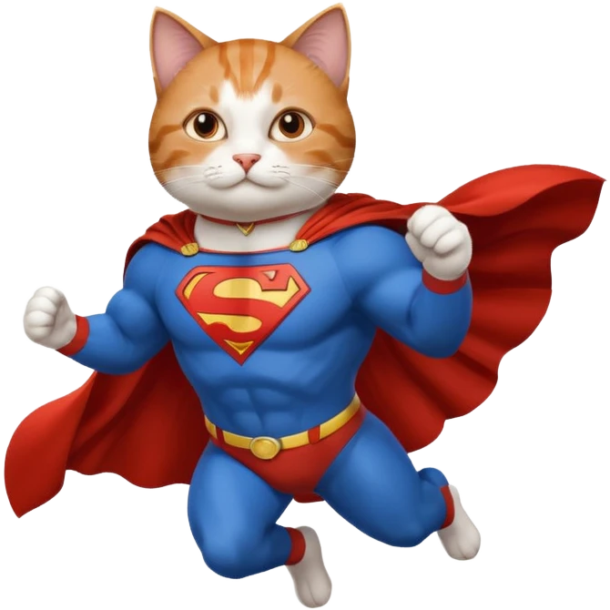 A cat flying with Superman  emoji