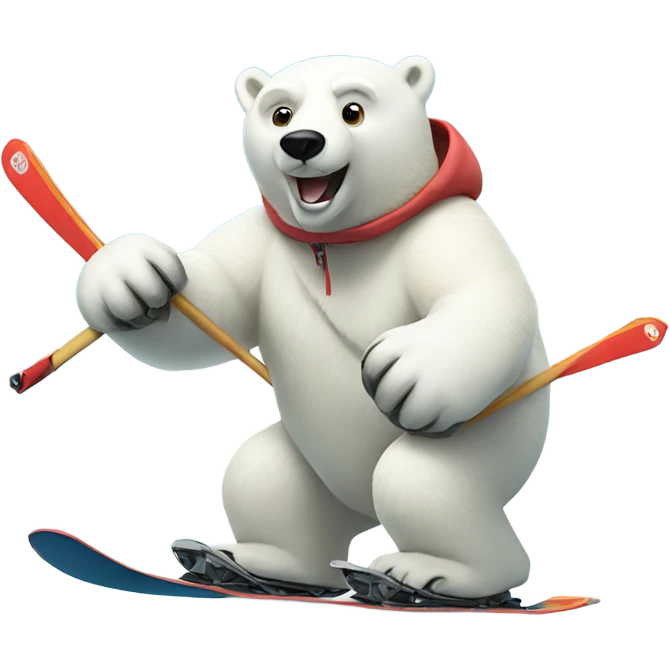 Polar bear skiing emoji