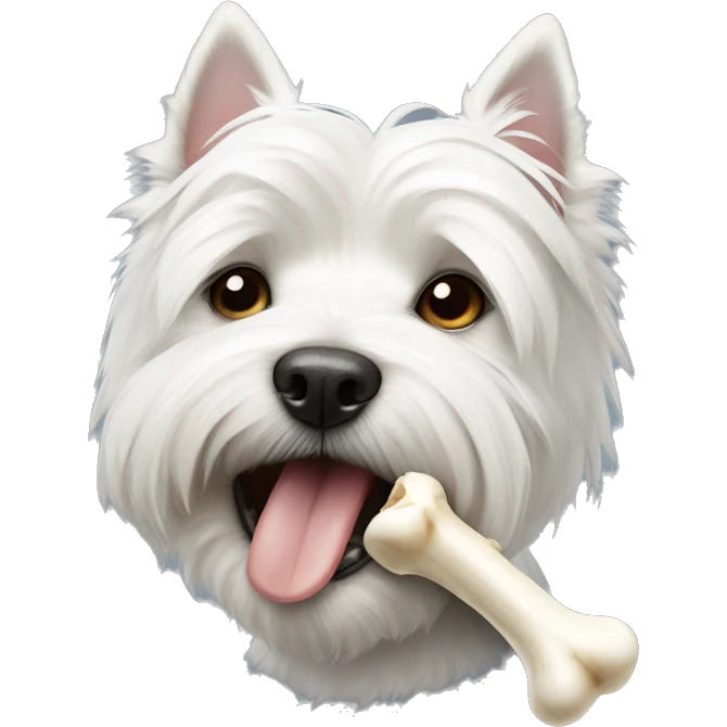 West highland white terrier with bone in mouth  emoji