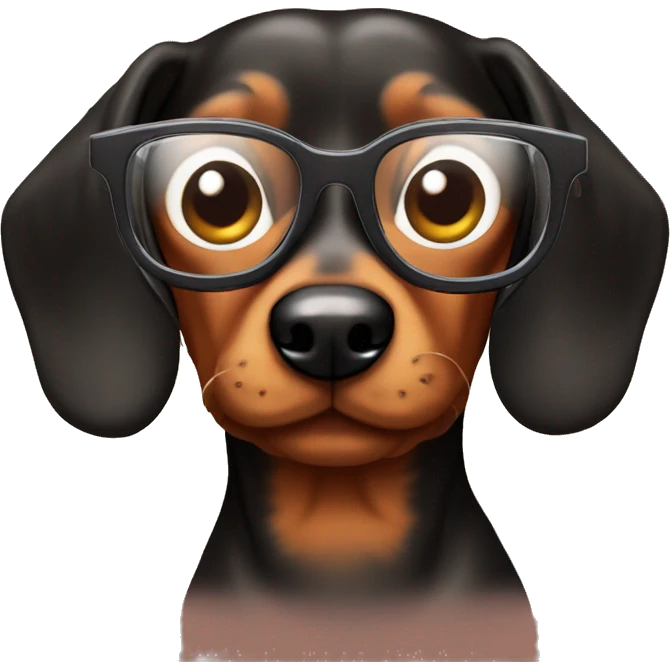 Sausage dog with glasses emoji