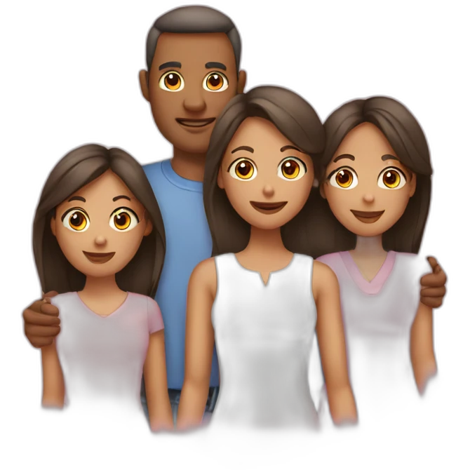 Mum and dad with three girls  emoji