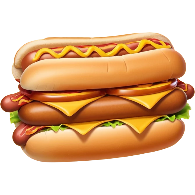 Hot dog holding a hamburger eating a pig emoji