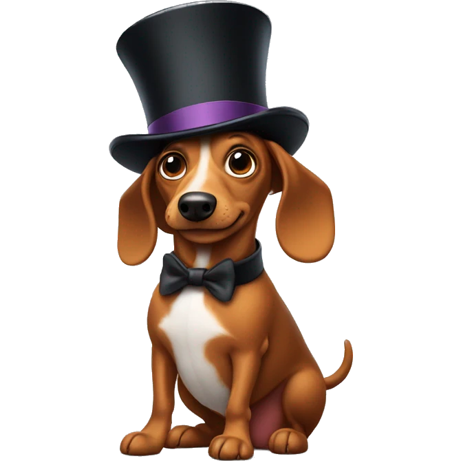 weenie dog with a top hat emoji