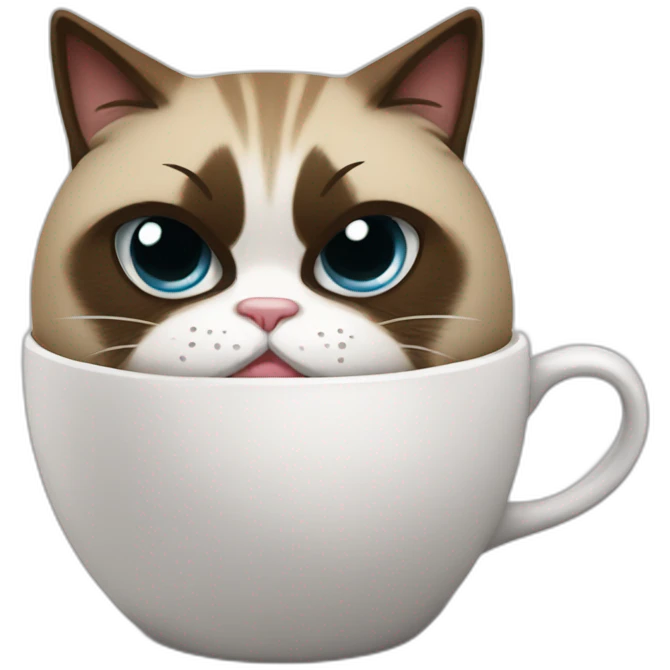 grumpy cat drops a coffee mug on the floor emoji