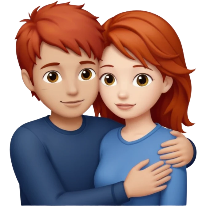 Red haired girl with brown hair boy romance emoji
