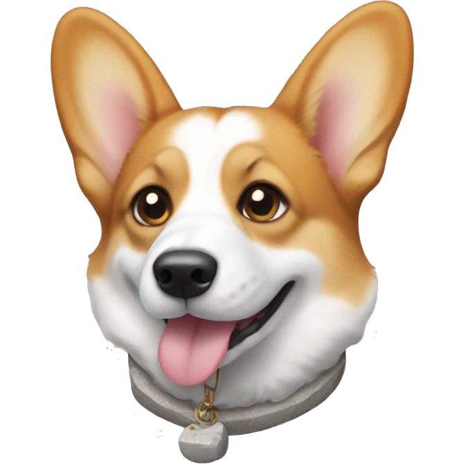 Corgi with a stone collar with a bone emoji