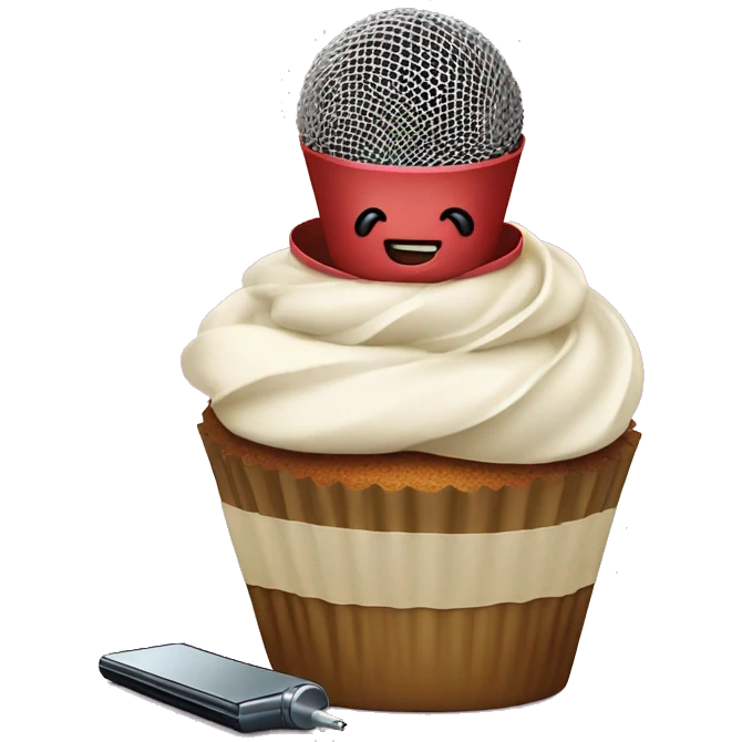cupcake next to a microphone  emoji