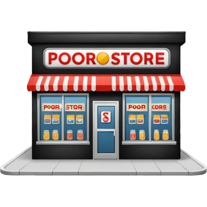 Convenience store named poor store and more emoji