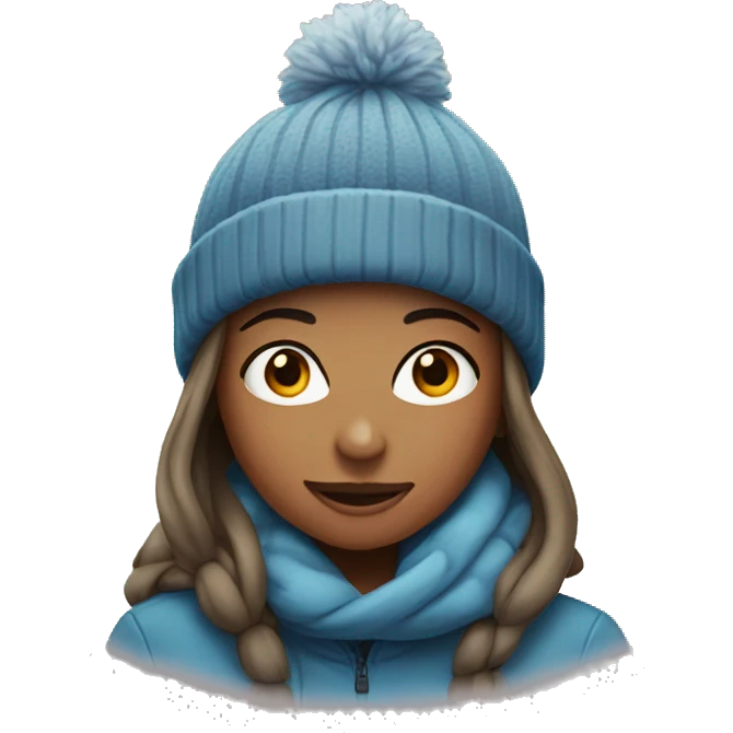girl wearing a beanie in snow emoji