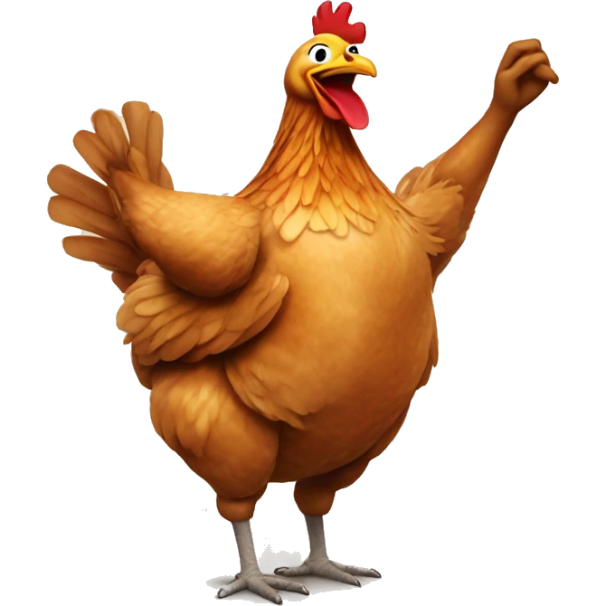 A roast chicken that is dancing  emoji