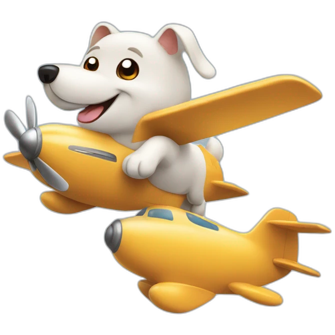 Cute happy dog flying on a airplane emoji