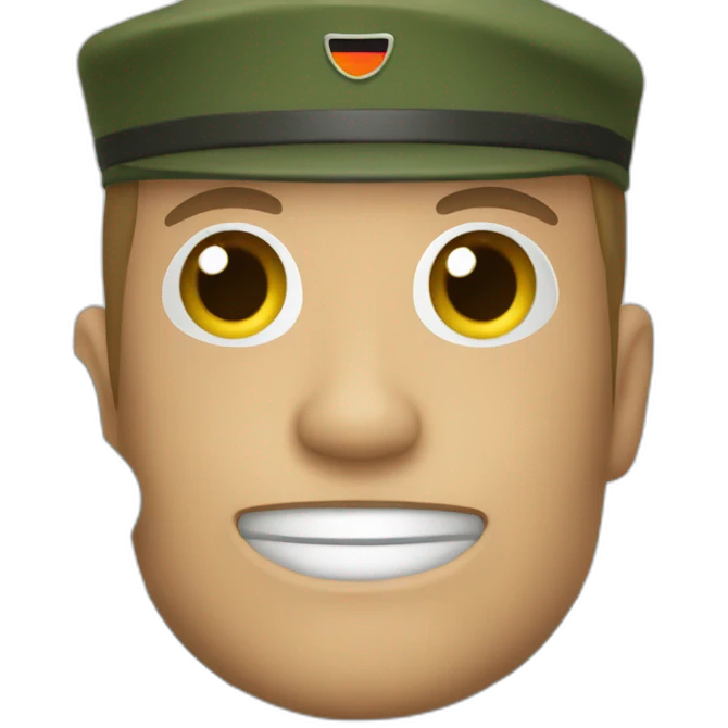 german soldier with a dark green costume, he has his richt hand in tyhe air with his fingersspread. emoji