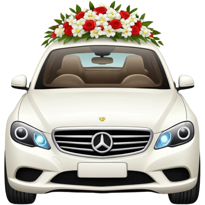 luxury car with wedding decorations, horizontal emoji